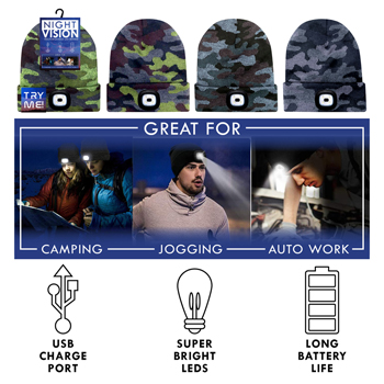 LED Camo Beanies Rechargeable 4 colors