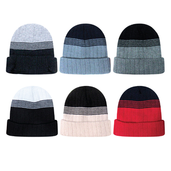 Men's Beanies with Cuffs & Stripes