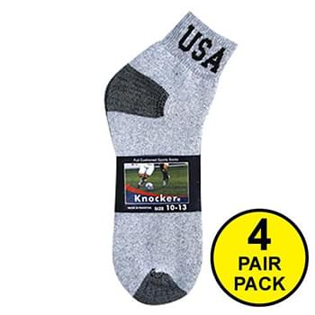 4 Pair Pack Ankle Grey Bottom + Wt Usa
