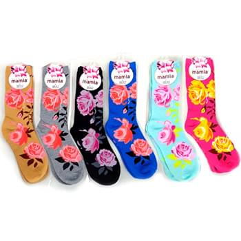 Size 9-11 Womens Crew Socks with Flowers
