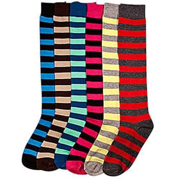 1 Pair Knee High Striped Socks - Size 9-11