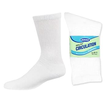 3 Pack White Diabetic Socks 9-11